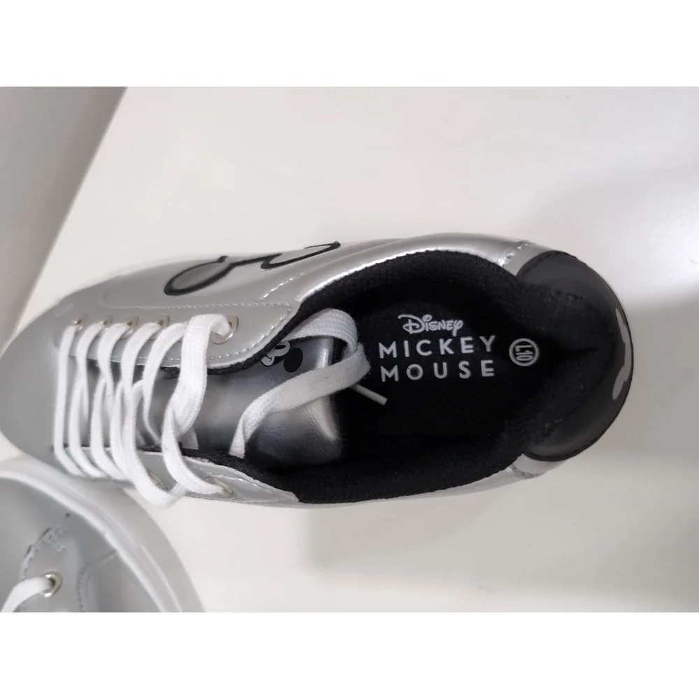 Ladies Mickey Mouse Sneakers Silver/Black Size 9 Great Condition